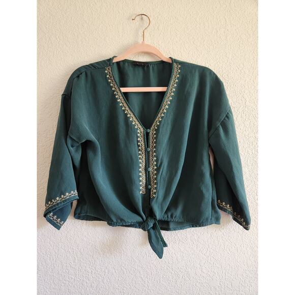 Mine Women's Cropped Boho Top L - Picture 1 of 7